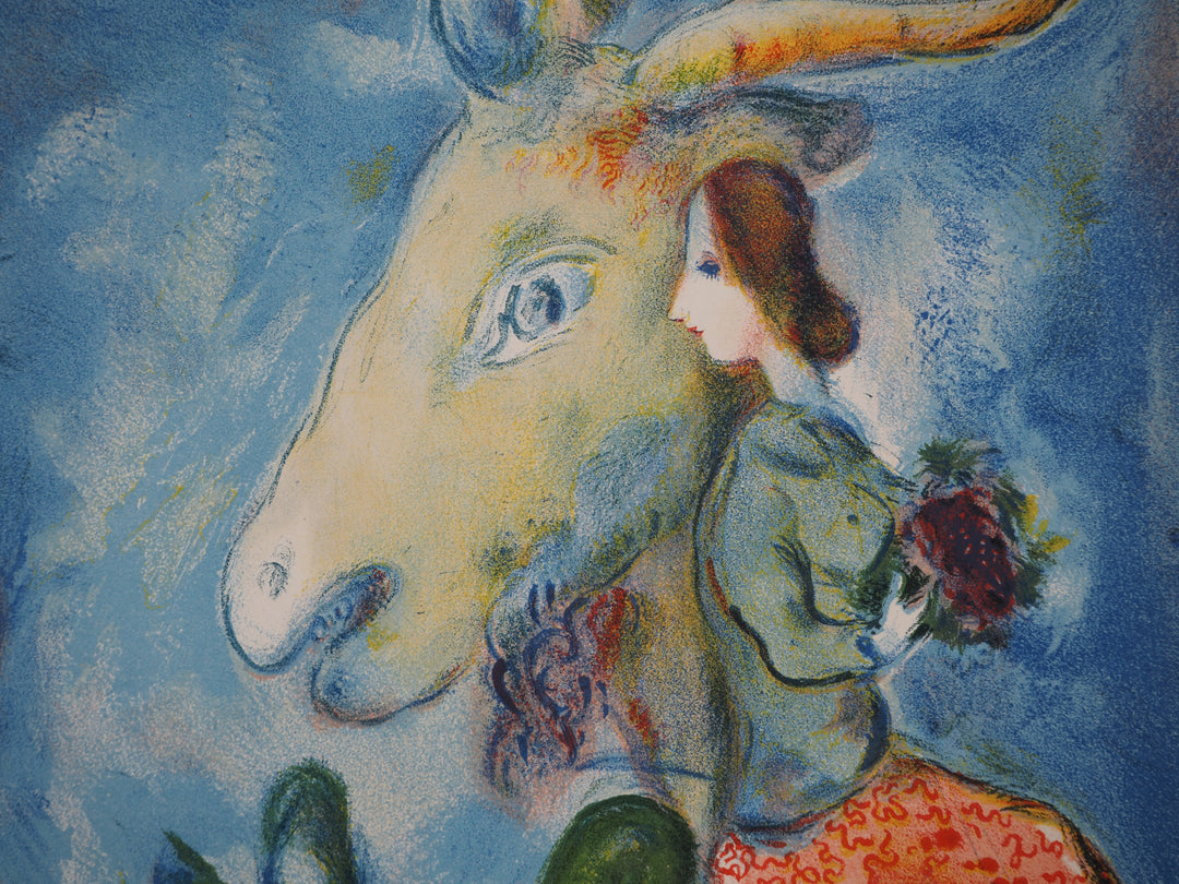 Marc CHAGALL: Musical Goat and Woman with Bouquet (Spring