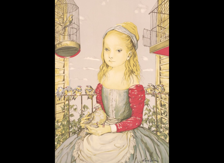 藤田嗣治 少女と鳩（エスタンプ） | ART CLUB