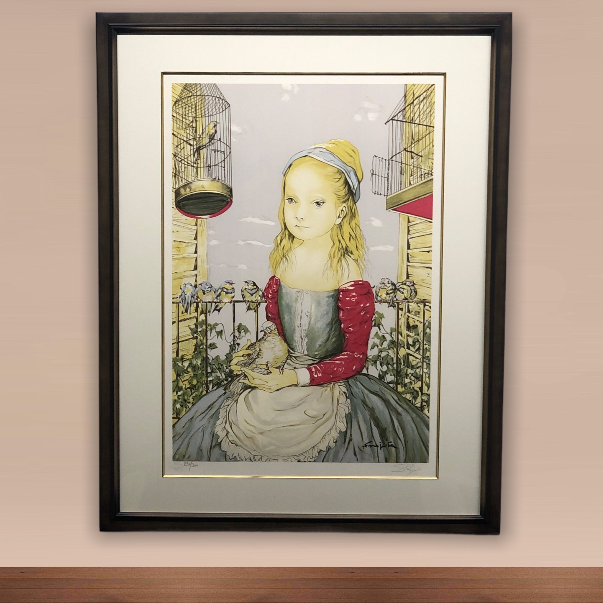 藤田嗣治 少女と鳩（エスタンプ） | ART CLUB