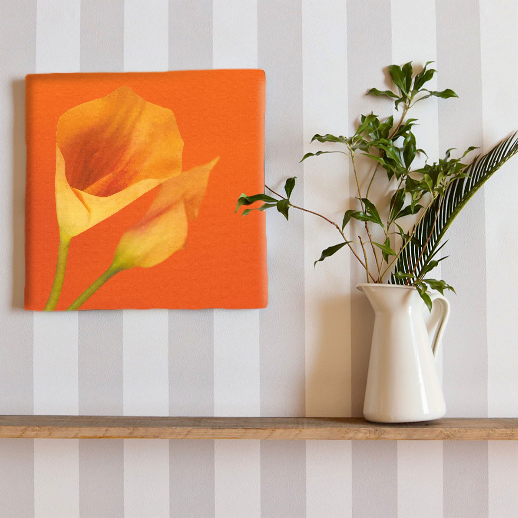 花のアートパネル インテリア雑貨 アートパネル キャンバス オレンジ