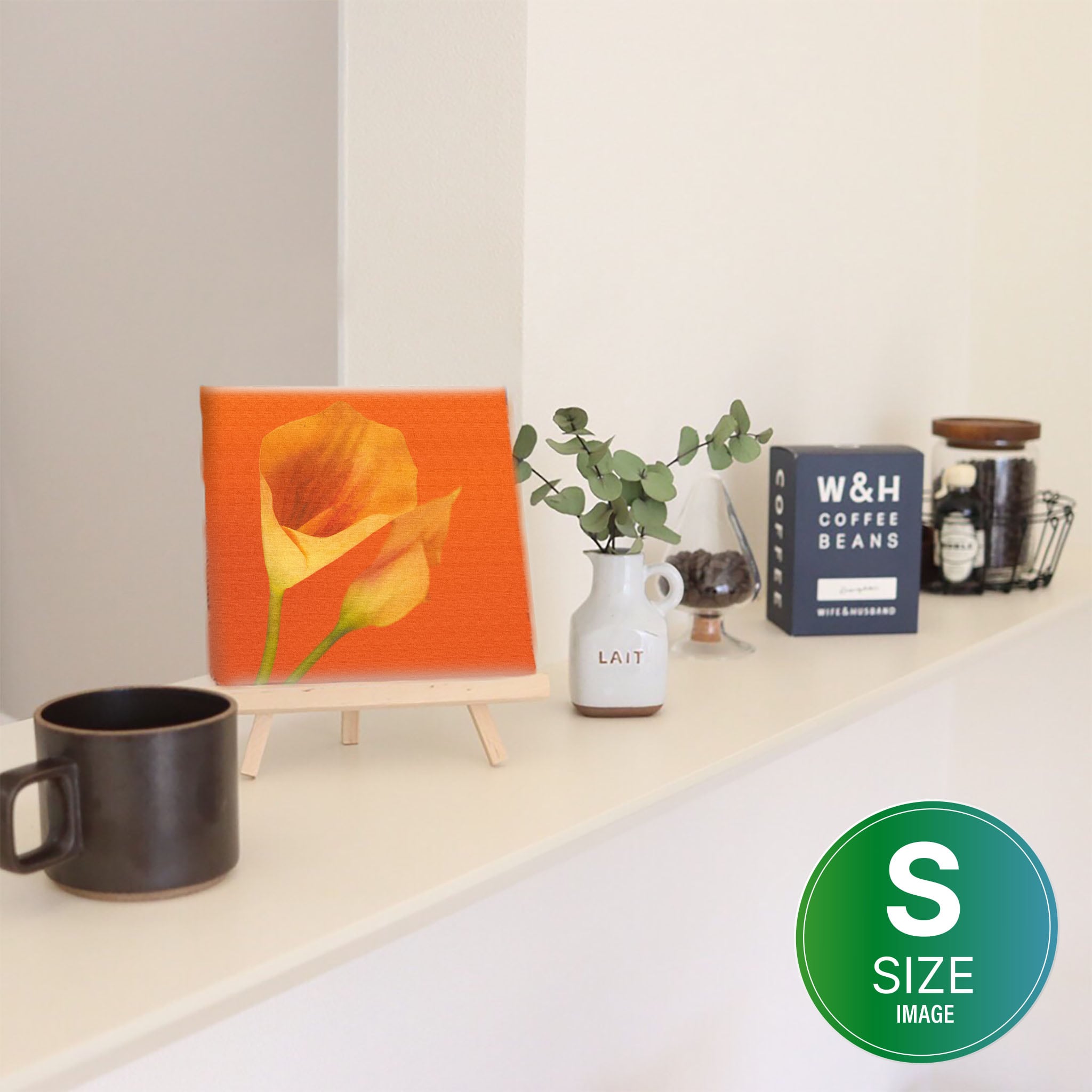 花のアートパネル インテリア雑貨 アートパネル キャンバス オレンジ