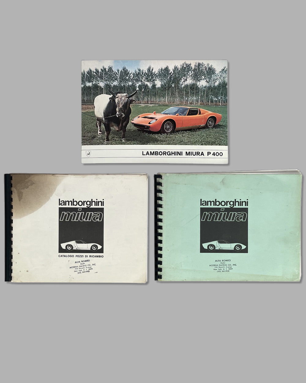 Three Lamborghini Miura P400 mid 1960's factory publications - l