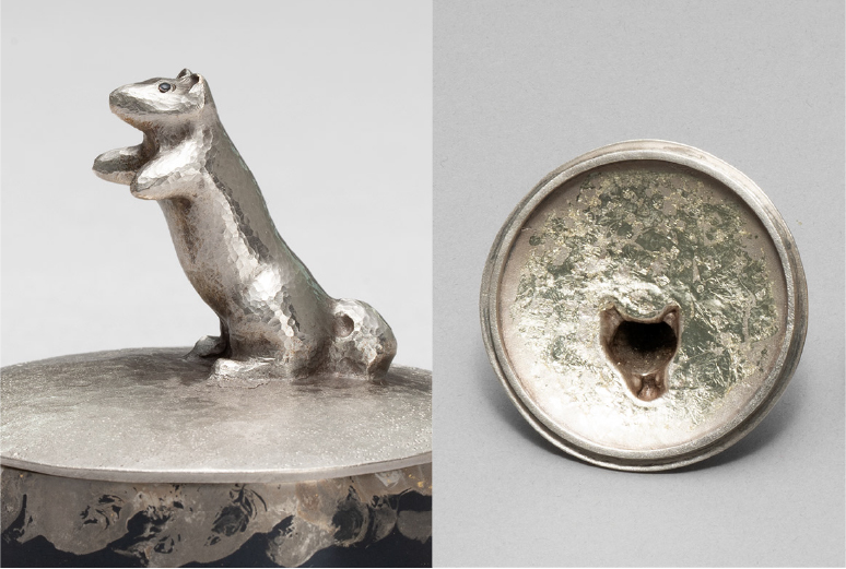 金属工芸 達磨 鯛 銀製 四分一銀 銅製 彫刻 アンティーク 工芸品 金属