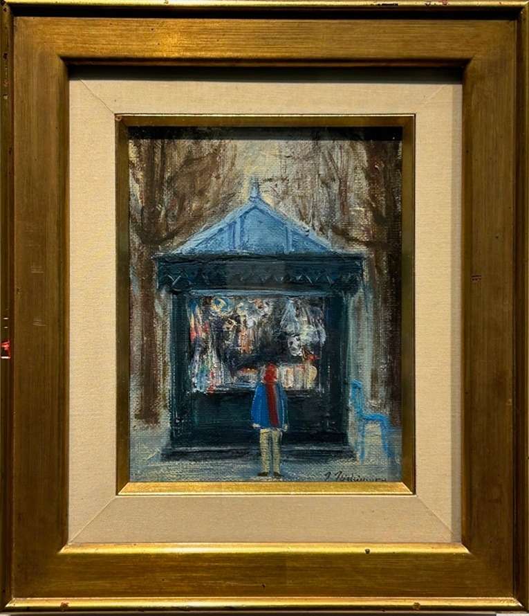 西村功 「 車を引く赤帽 」 F3号 油彩 西村功 「 車を引く赤帽」F3号 油彩