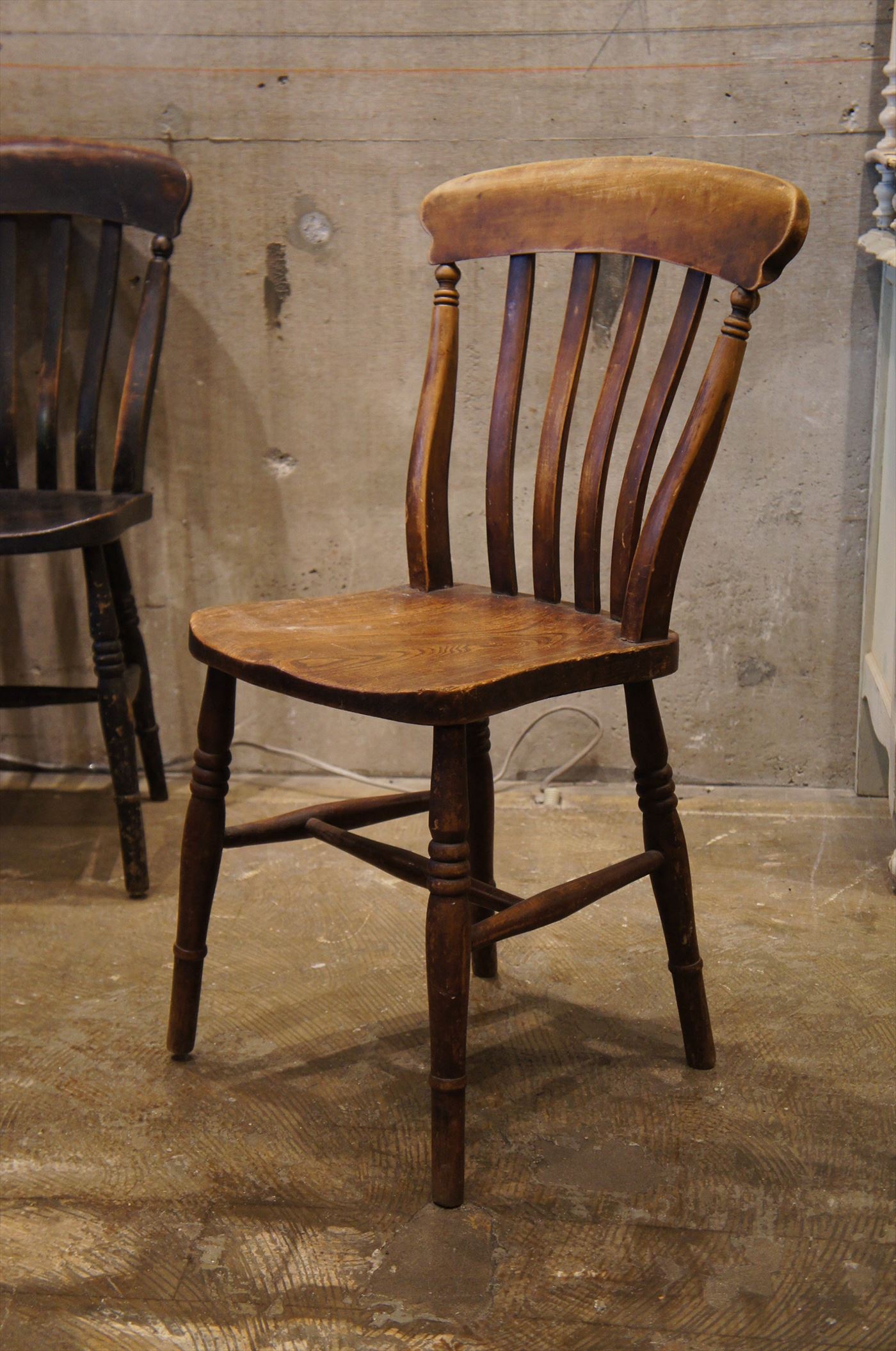 ロイズアンティークス購入 木製スラットバック椅子 2脚セット ロイズ