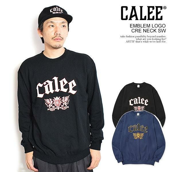 CALEE キャリー EMBLEM LOGO CREW NECK SW