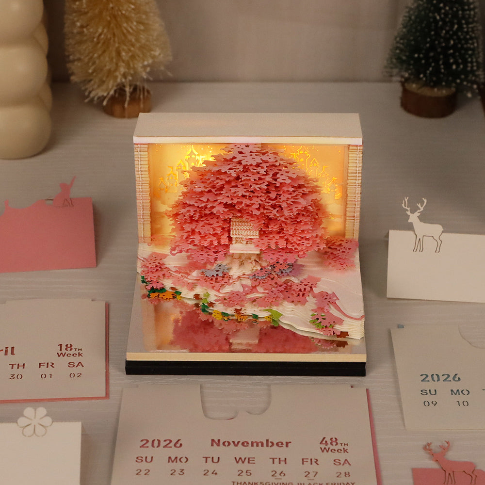 SAKURA 2026 桜の木デザイン 3D Calendar 2026 - Sakura Tree B