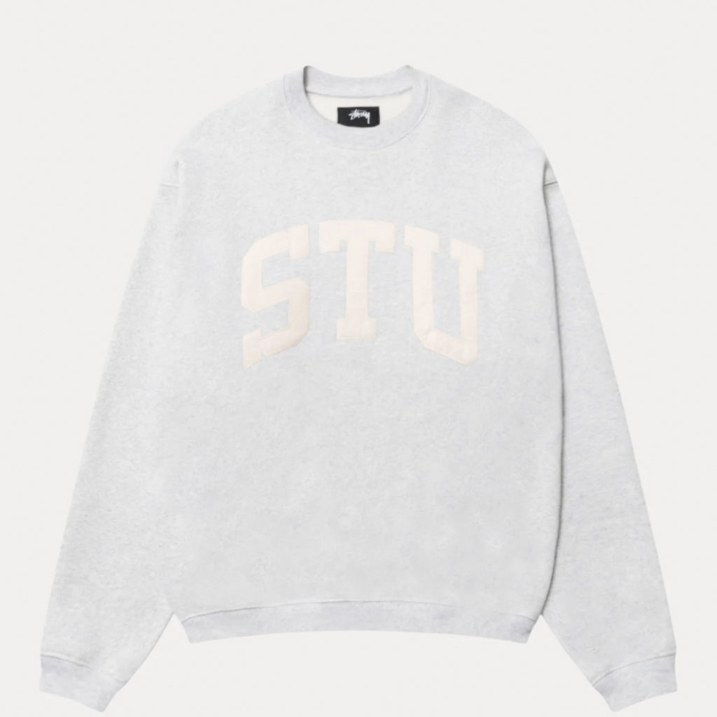 Stussy : Stu Applique Relaxed Crew (Ash Heather) – arts - rec