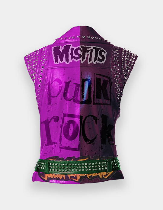 Two Tone Heavy Spiked Punk Rock Vest For Women - Arvane Leather