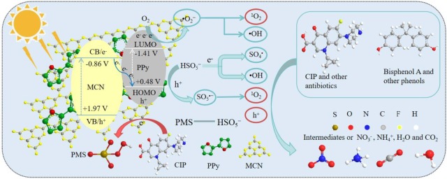 A metal-free Z-scheme PPy/MCN heterojunction for antibiotic