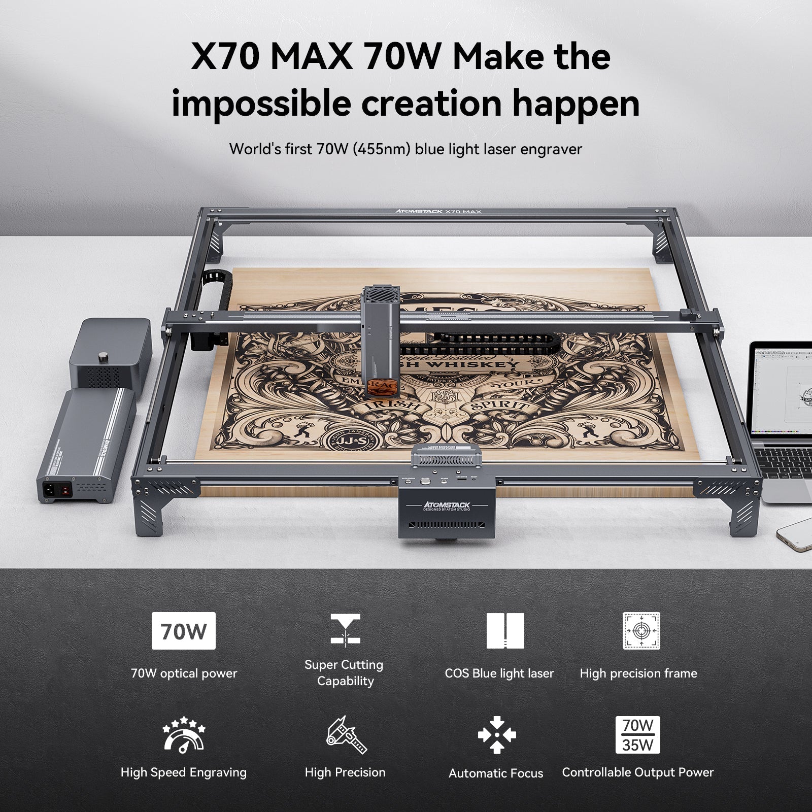 Atomstack A70/X70 Max 360W Laser Engraver /w Free LightBurn License