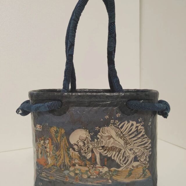 No．33 一閑張り カゴバック 風神雷神屏風図 オーダーメイド