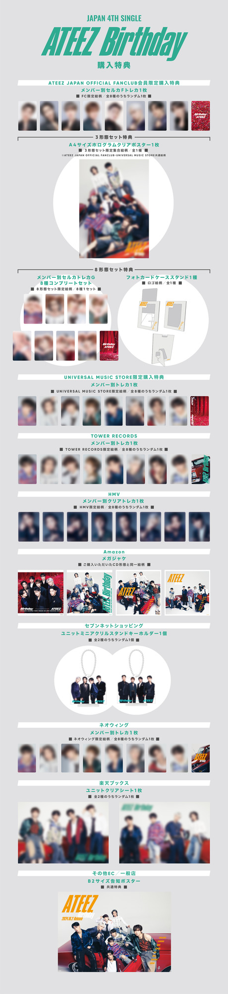 ATEEZ JAPAN 4TH SINGLE「Birthday」店舗別特典絵柄決定！ | ATEEZ