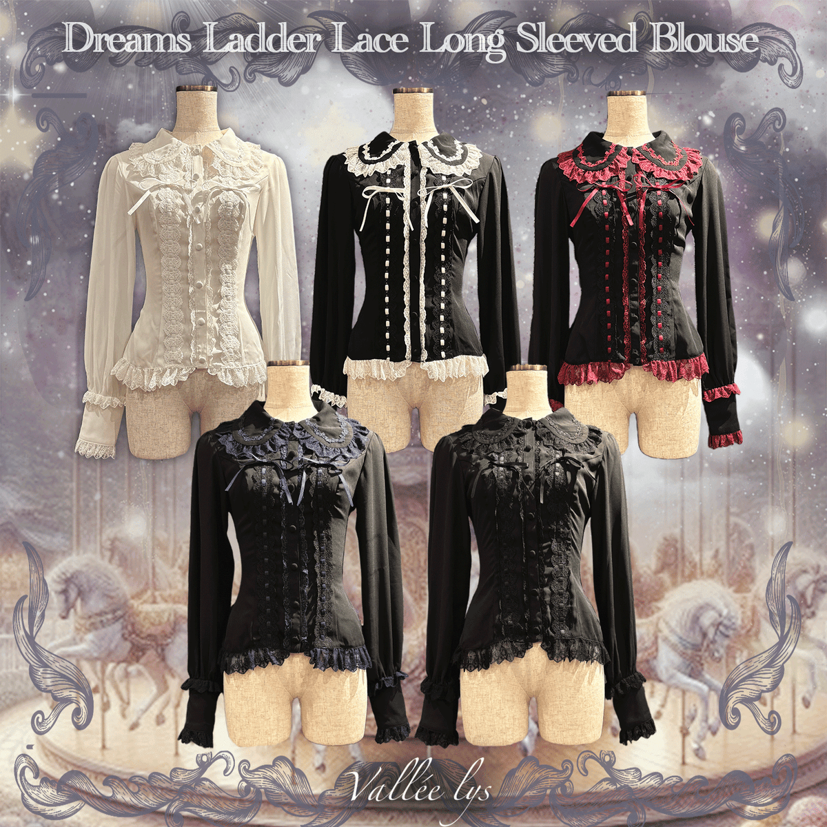 Vallée lys】ヴァレリス Dreams Ladder Lace Long Sleeved Blouse