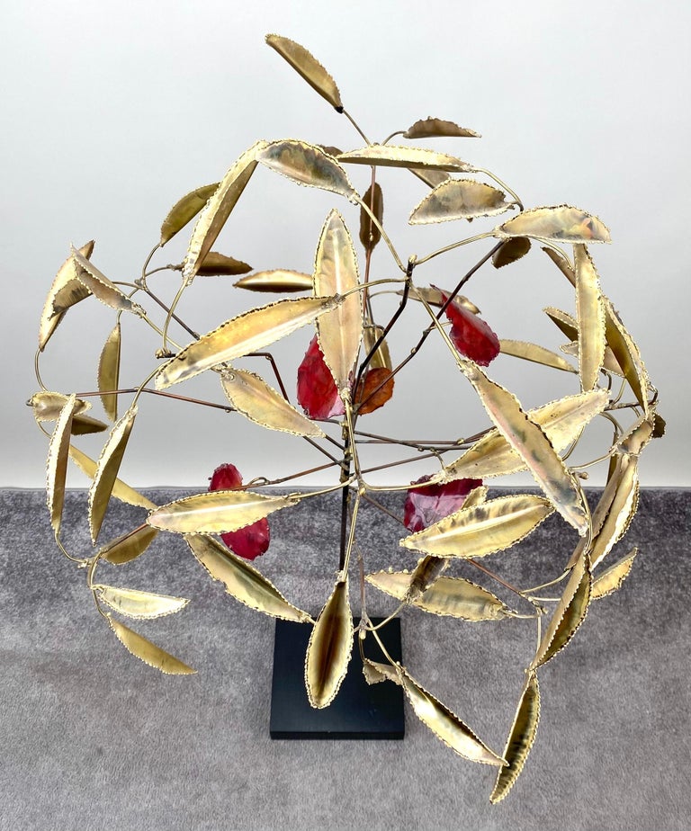 Curtis Jere Style Mid-Century Brutalist Copper & Brass Tree Sculpture