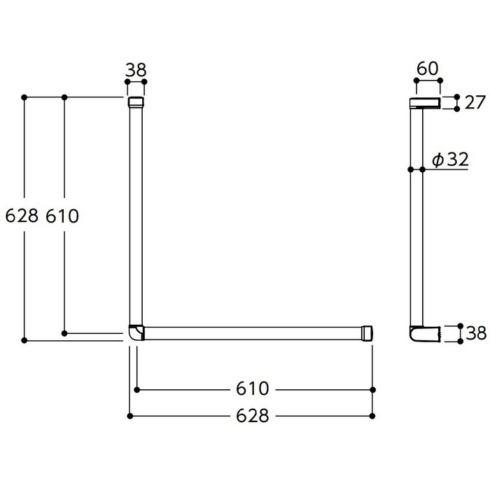 YHB603L#NW1 木製手すり L型 628×628mm ホワイト TOTO【アウンワークス