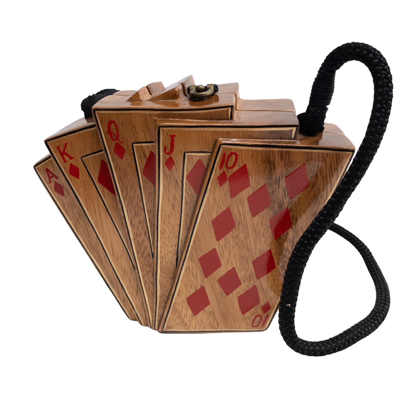 Timmy Woods Vintage Acacia Wood Playing Card Handbag