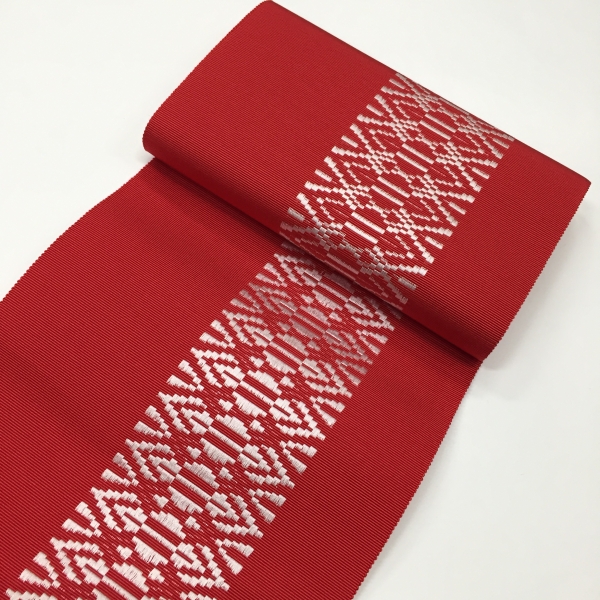 半幅帯 水色 紗 4寸博多浴衣帯 正絹 本場筑前博多織「西村織物」謹製