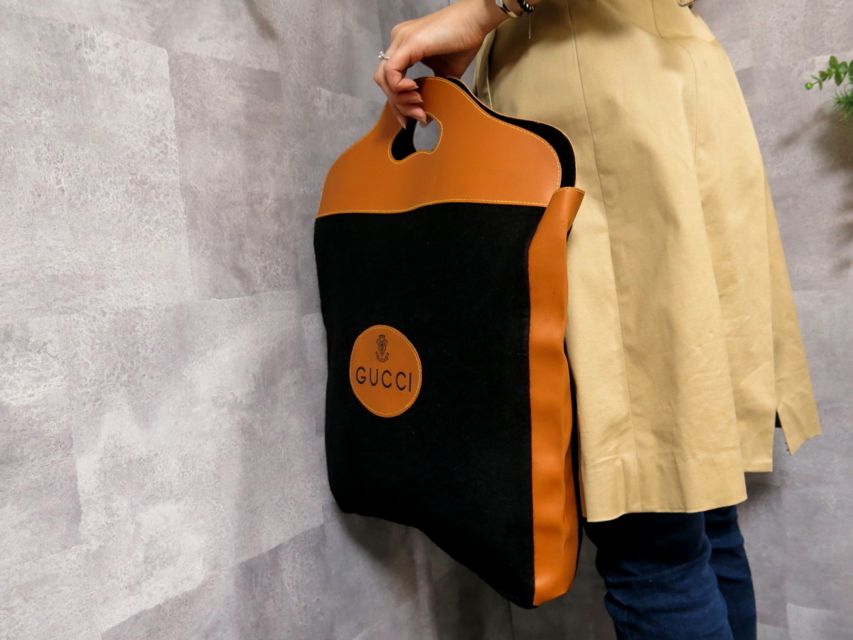 ○超美品○GUCCI オールド グッチ○フェルト カーフ レザー 本革