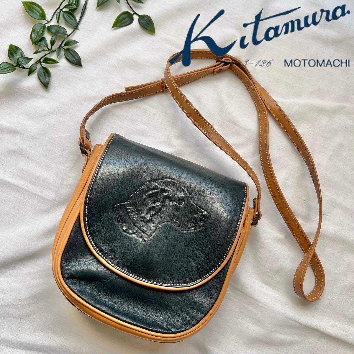 希少 kitamura キタムラ 犬 型押し ショルダーバッグ ポシェット