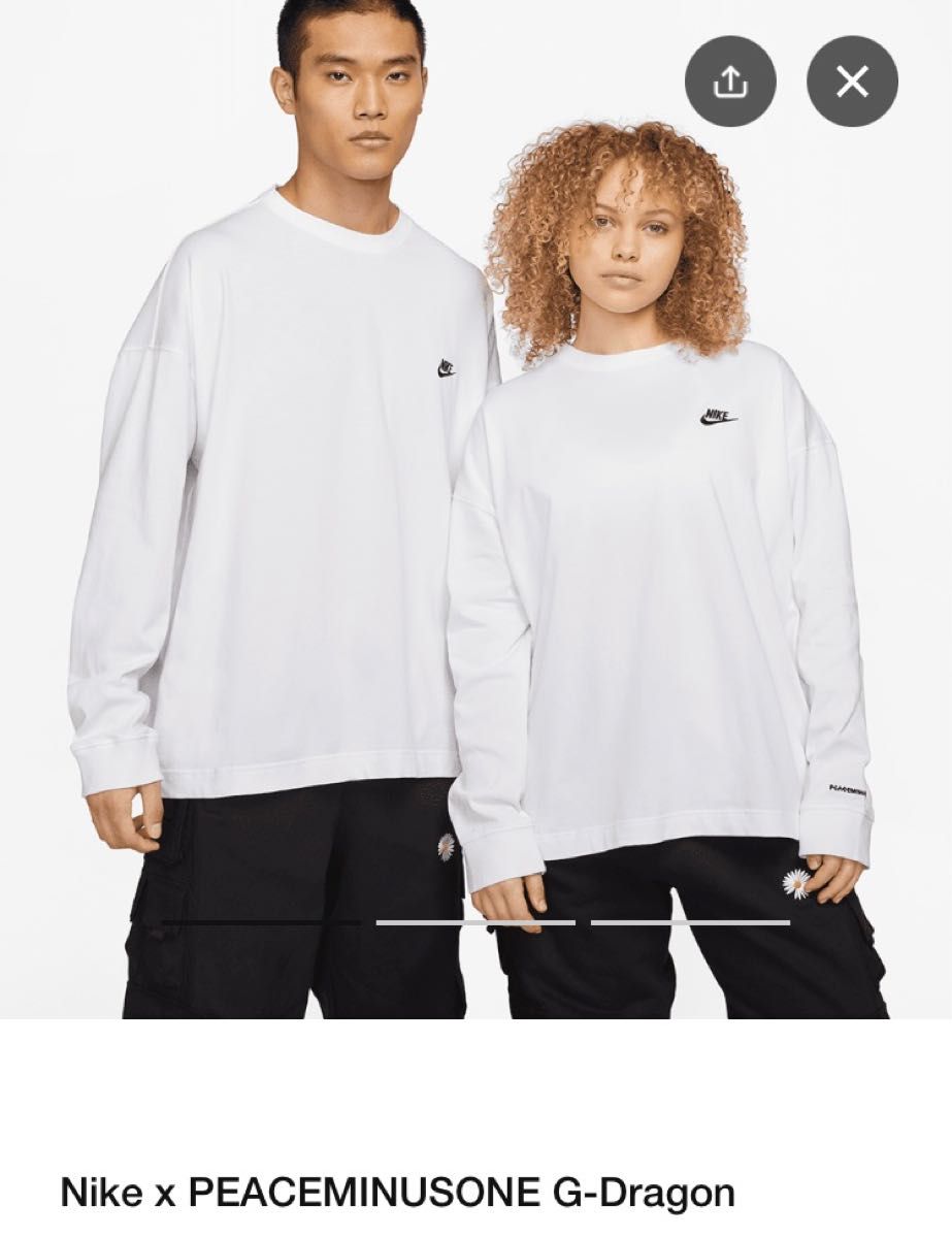 PEACEMINUSONE x NIKE G Dragon Long sleeve T size S White & Black