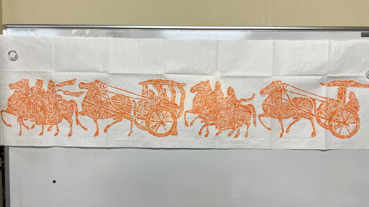 Yahoo!オークション - 朱拓本 旧拓 車馬図 中国漢代画像石 拓本 原拓