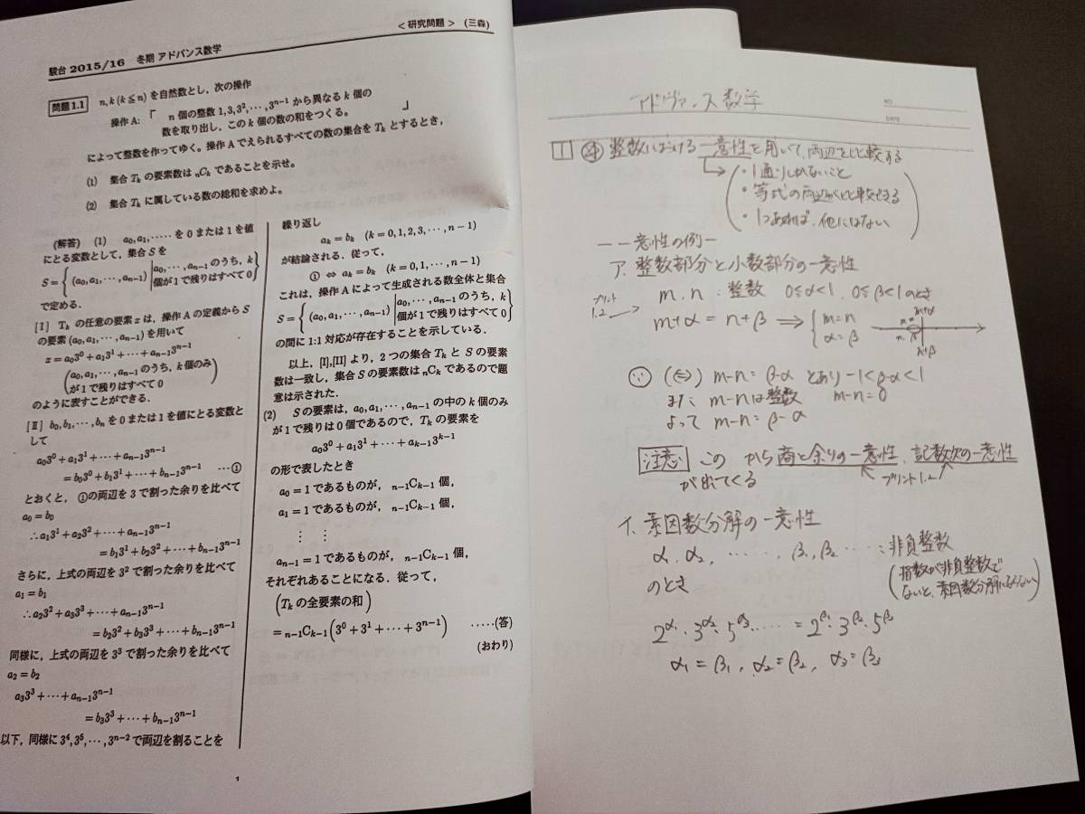 駿台 三森司先生 冬期 アドヴァンス数学 プリント・板書 フルセット 最