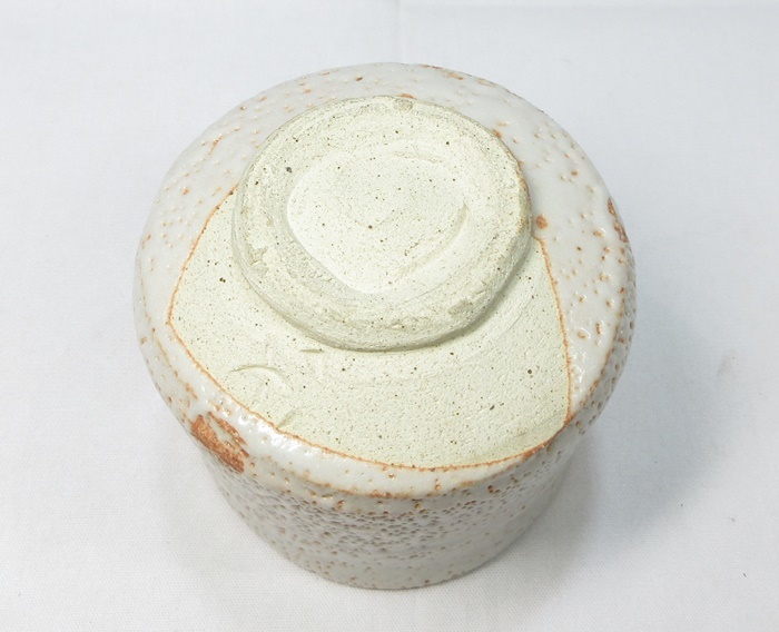 F1947】茶道具 志野焼 水野古麦 茶碗 共箱 師 加藤麦袋 即決 送料無料