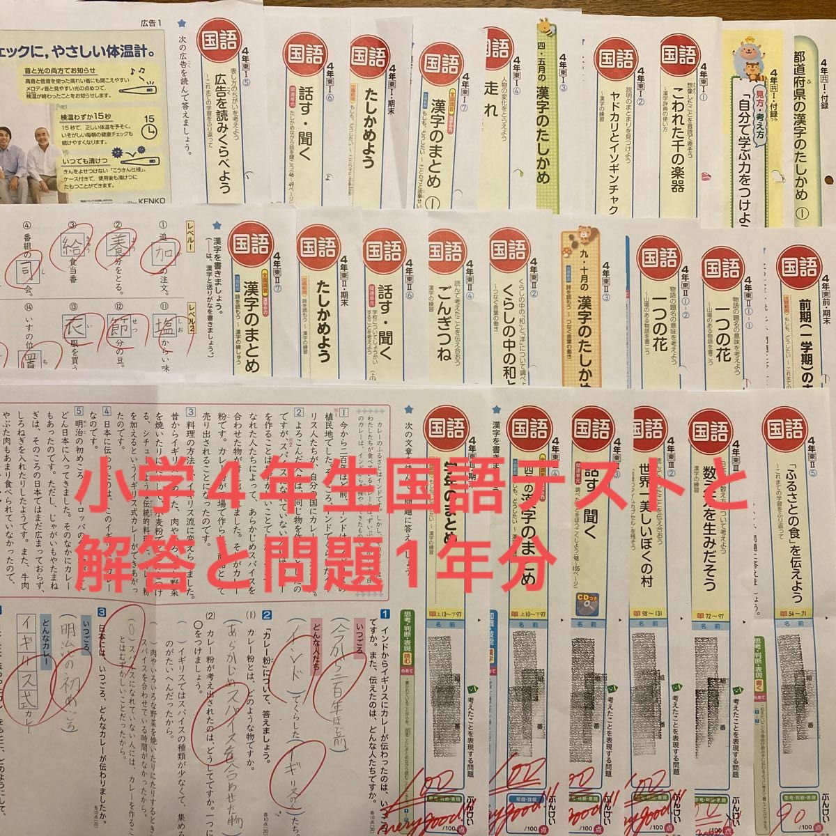 2022年度小学校4年生国語カラーテストと解答と問題1年分 小学校テスト