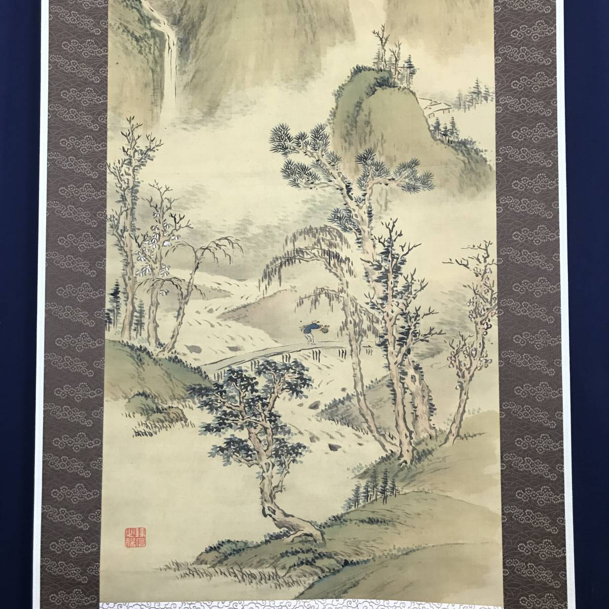 真作】永井香圃/秋山晴謁図/秋景山水図/山水図/掛軸☆