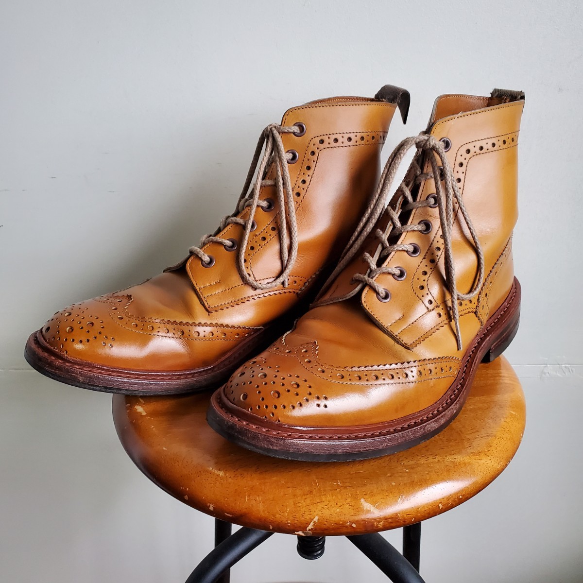 UK8-5】トリッカーズ Tricker's カントリーブーツ 茶 26 5㎝位 英国製