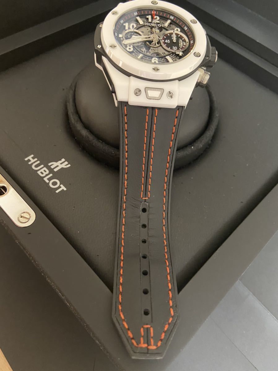 希少品HUBLOTワンクリックウニコ用ウブロベルトレッドステッチカーフ