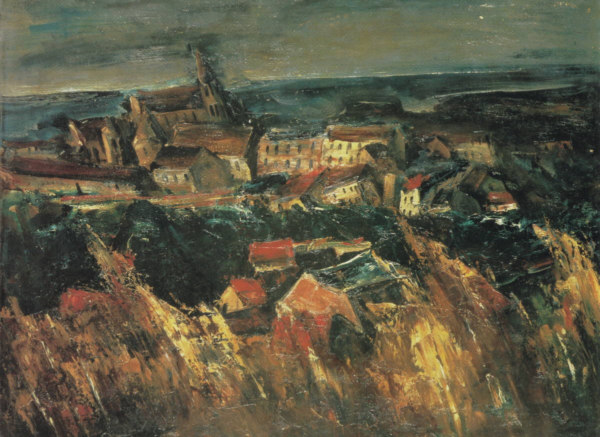 複製5作品 佐伯祐三 ①村役場②オーヴェールの協会③パリ郊外風景④