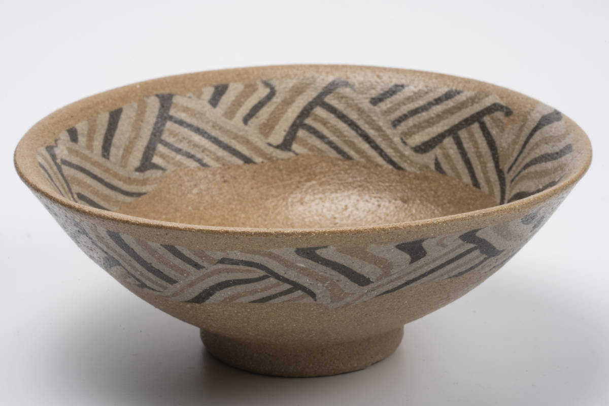 水野双鶴 練込茶碗 瀬戸市指定無形文化財 平茶碗 「茶道具・抹茶茶碗