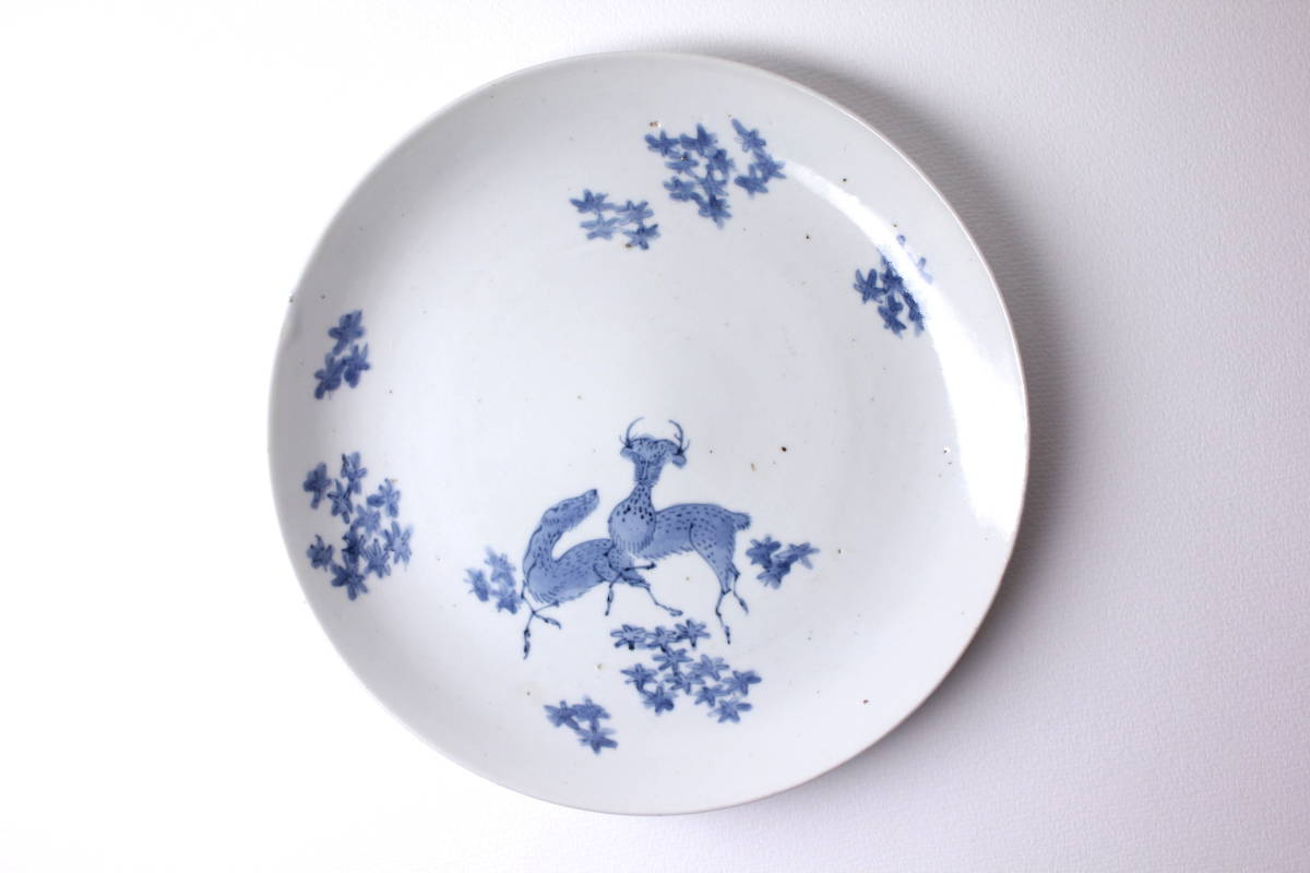 藍柿 鹿紅葉文 五寸皿 藍柿 鹿紅葉文 五寸皿