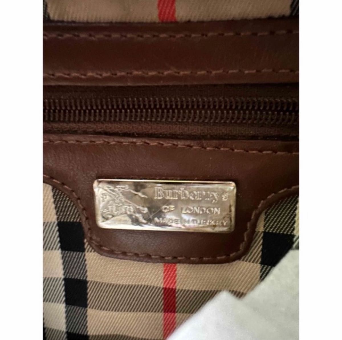 タグ付き新品 オールドバーバリー Burberry ブラウン レザー ロゴワン