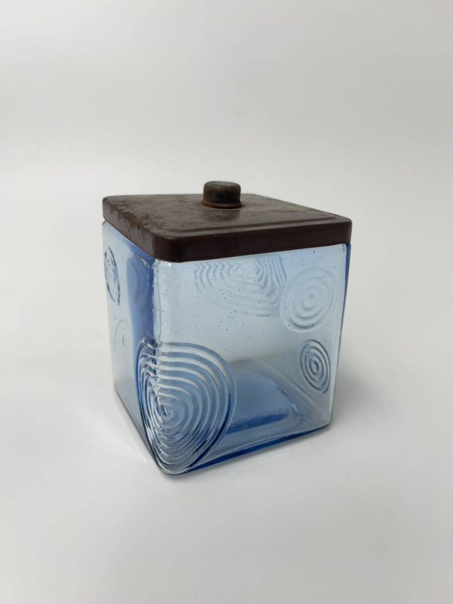 希少唐草文様のあめや瓶 菓子瓶 キャンディポット レトロ瓶 大正