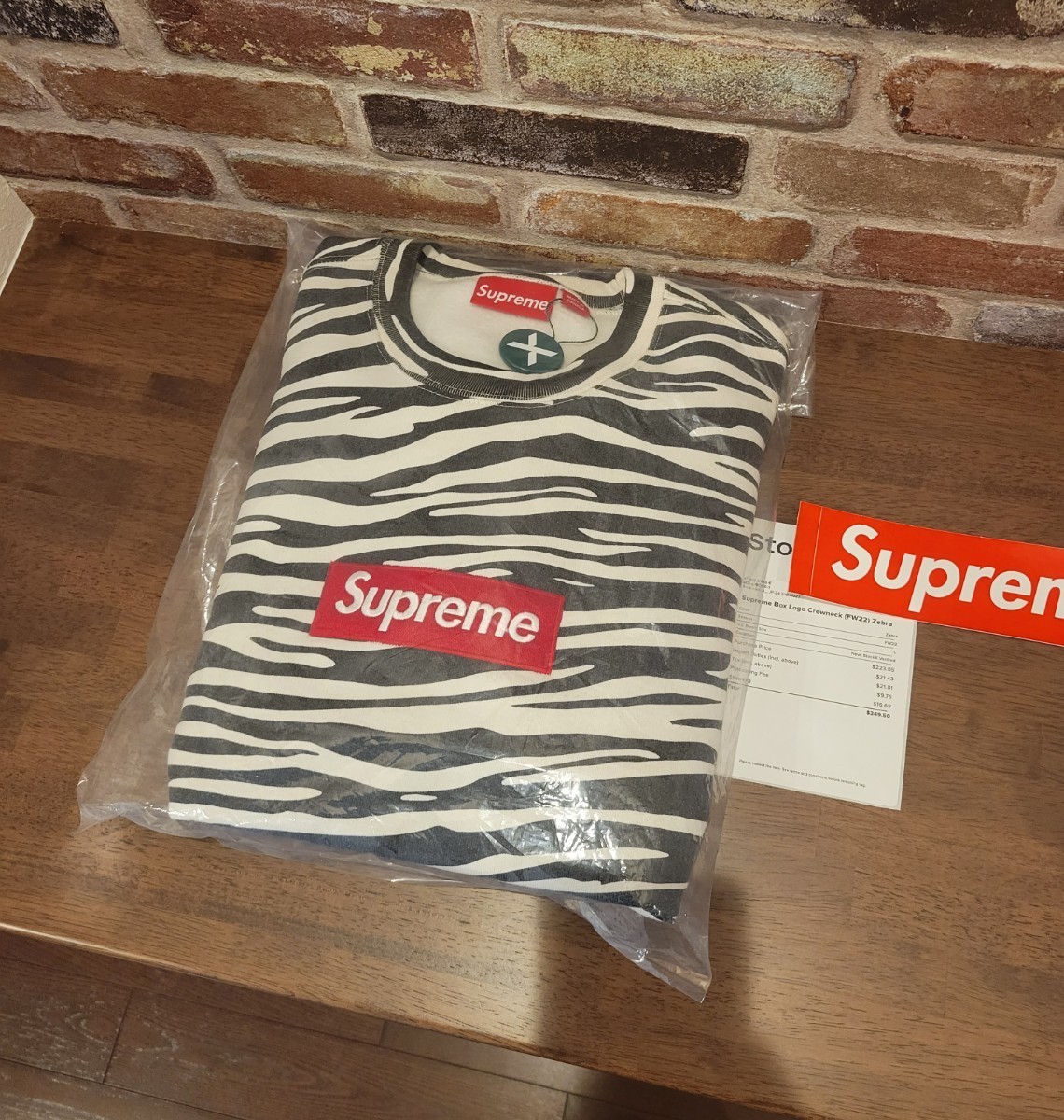 キムタク着 Supreme Box Logo Crewneck Medium Mサイズ Zebra ゼブラ