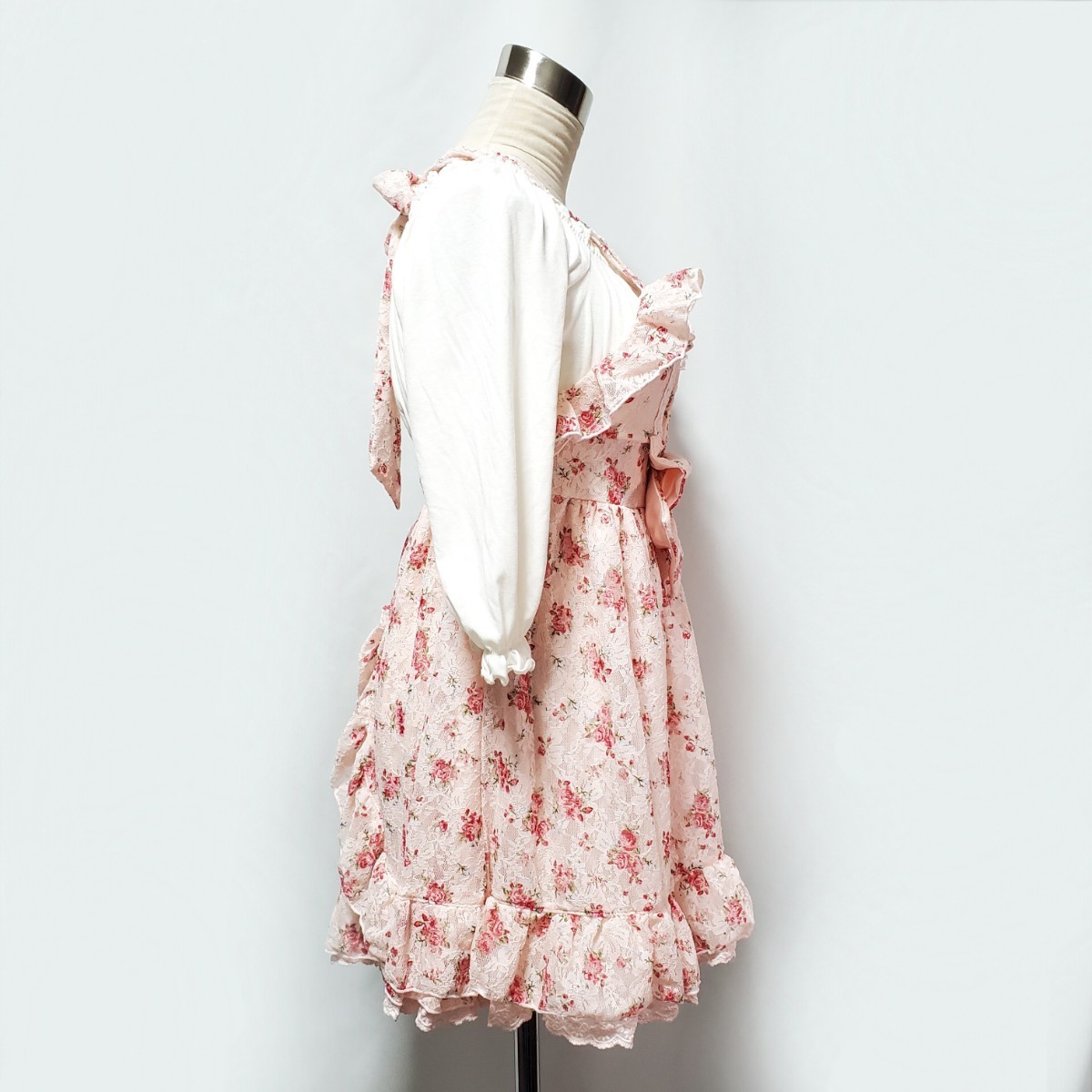 LIZ LISA リズリサ 花柄 リボン付きワンピース サイズ0 （約S～Mサイズ