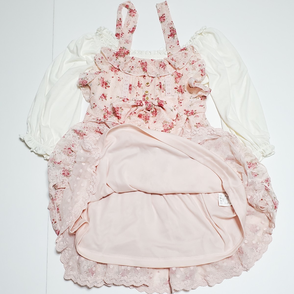 LIZ LISA リズリサ 花柄 リボン付きワンピース サイズ0 （約S～Mサイズ