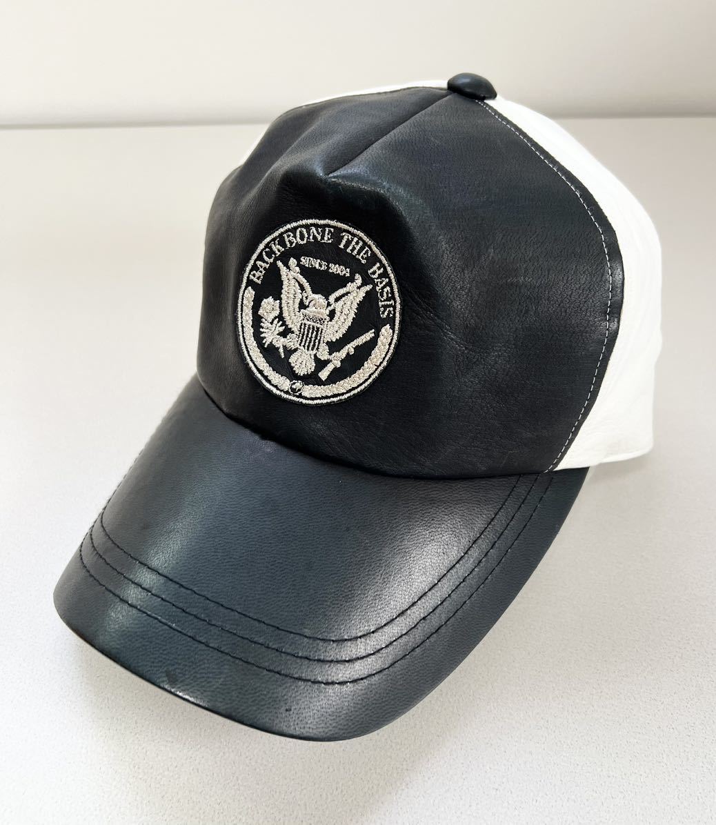 BACKBONE] 08AW ディアスキン ロゴワッペン レザーキャップ 帽子 鹿革