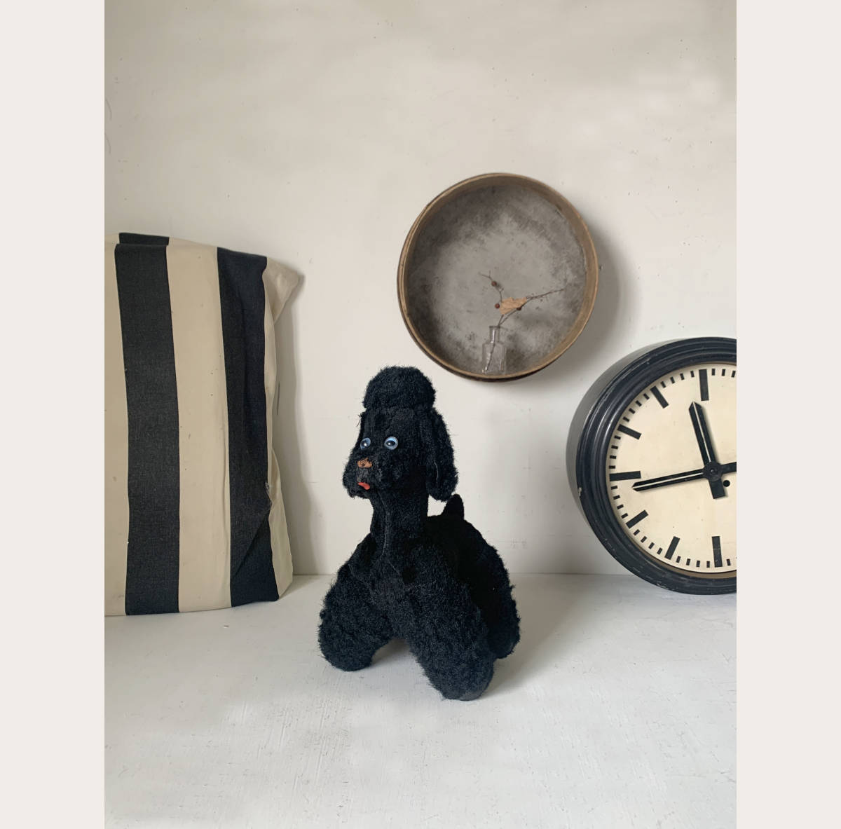 フランス 1940-60s 黒 トイ プードル 犬 ぬいぐるみ 木毛 オブジェ