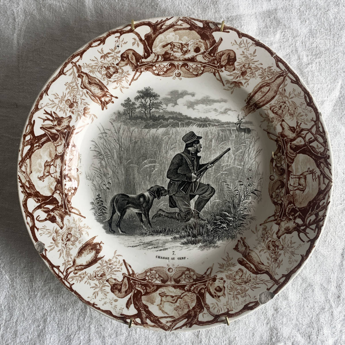 アンティーク プレート ボッホフレール ベルギー 狩の帰来
