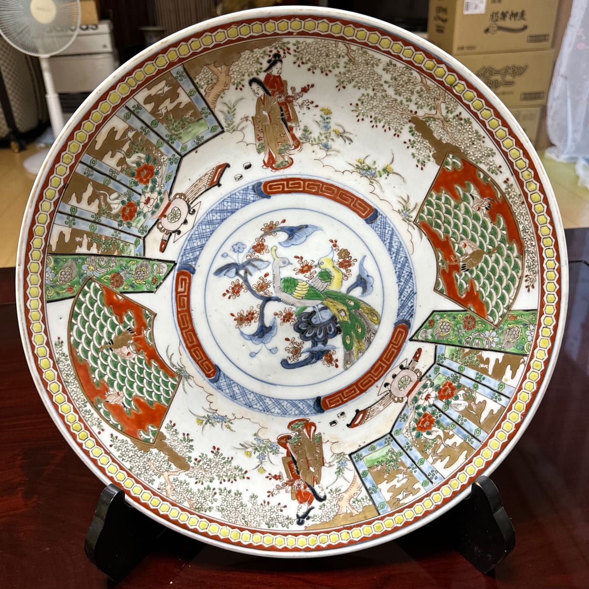 骨董品 古伊万里 有田焼 明治時代 錦手金彩色絵 飾り皿 大皿｜Yahoo