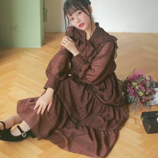 試着のみ】evelyn チェックリボンロングワンピース｜Yahoo!フリマ（旧