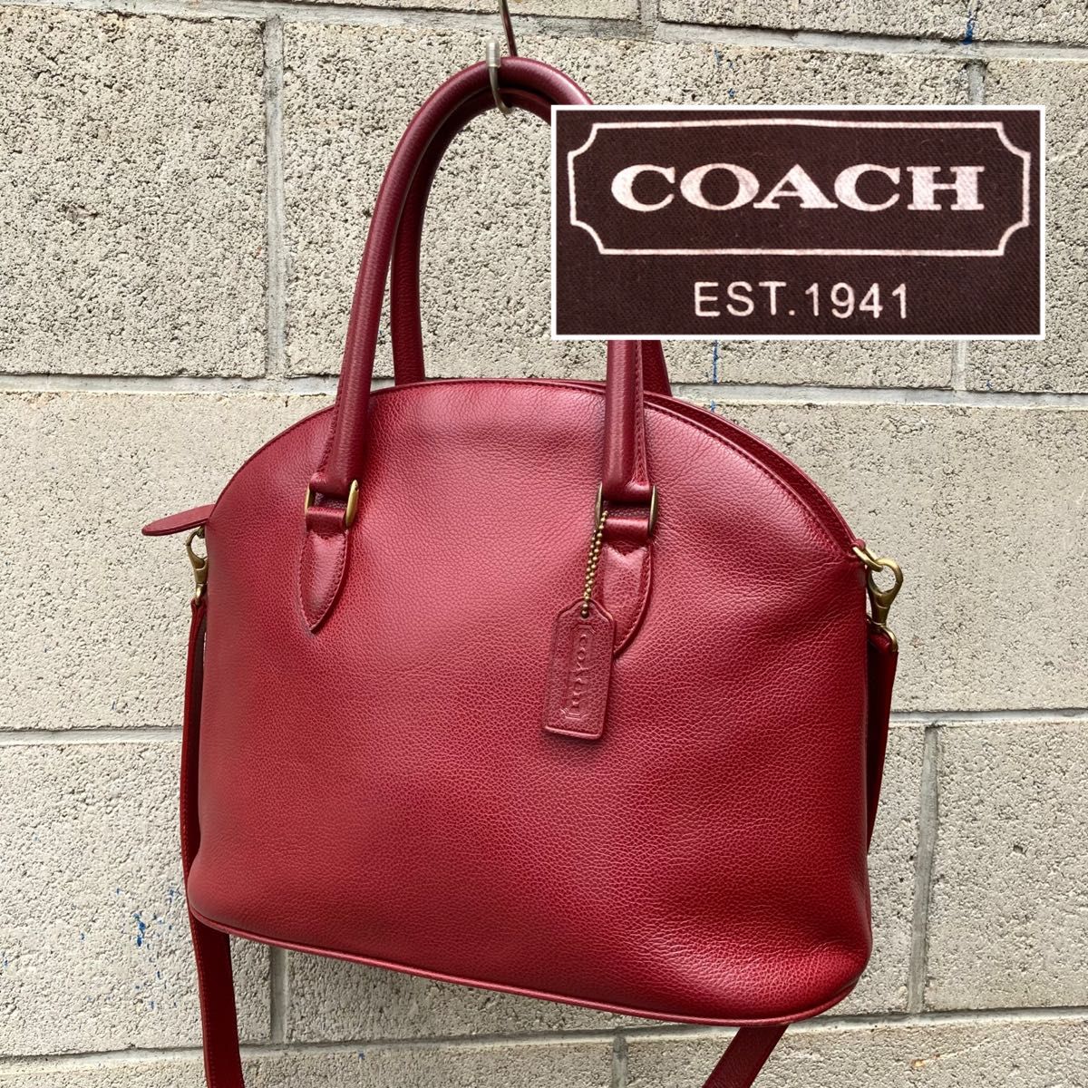 オールドコーチ OLD COACH レザー 赤 ハンドバッグ ショルダー