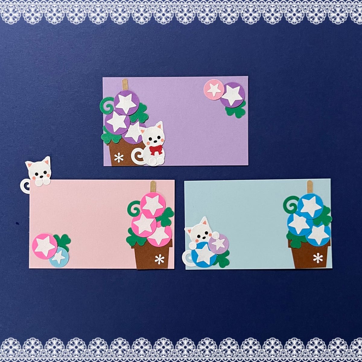 クラフトパンチ ペーパークラフト メッセージカード 朝顔・子猫｜Yahoo