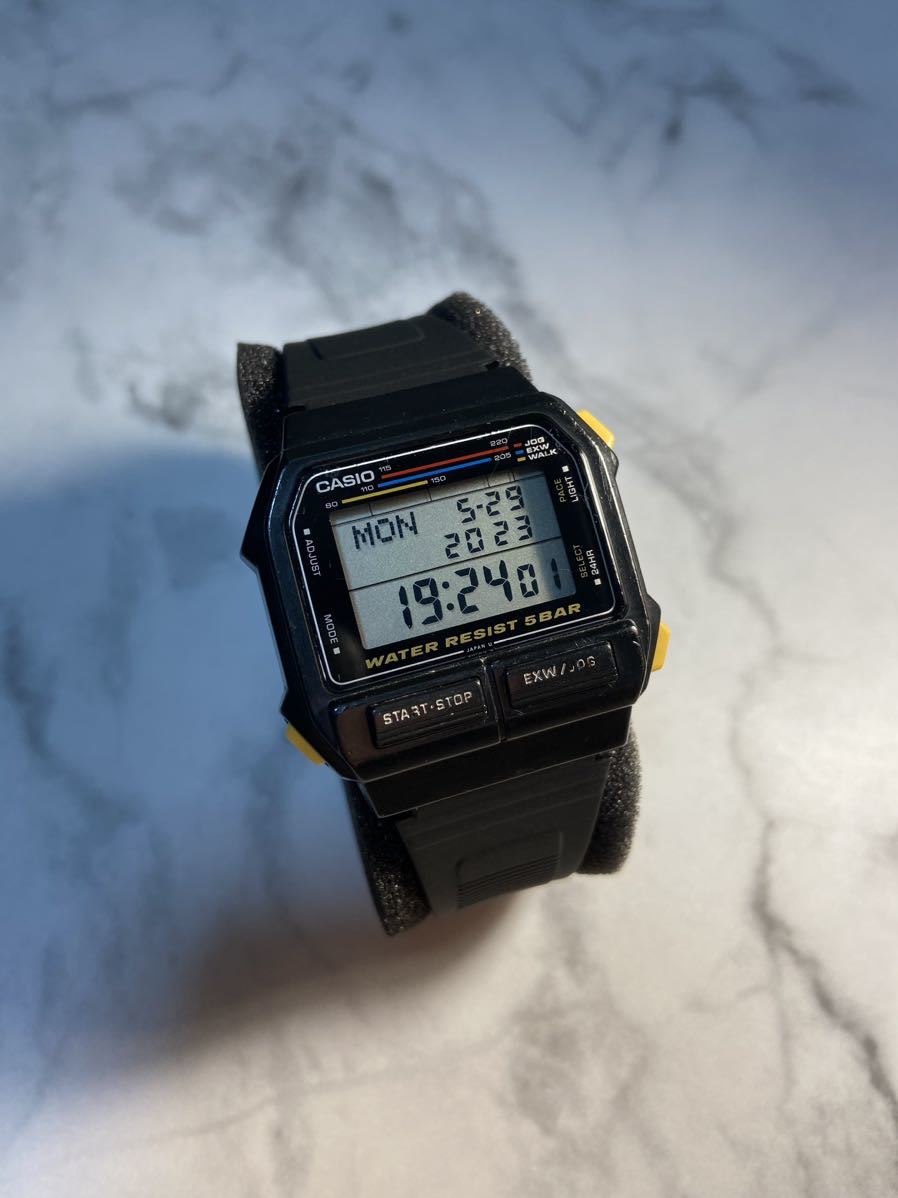 希少 80's 動品CASIO EXW-50 CALORIE PEDOMETER 新品電池 豆球バック