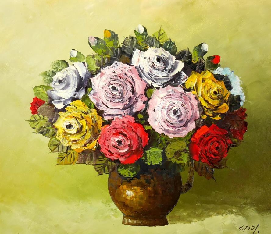 Yahoo!オークション - 辻寿志『バラ』 油彩10号 直筆サイン有 独自の世