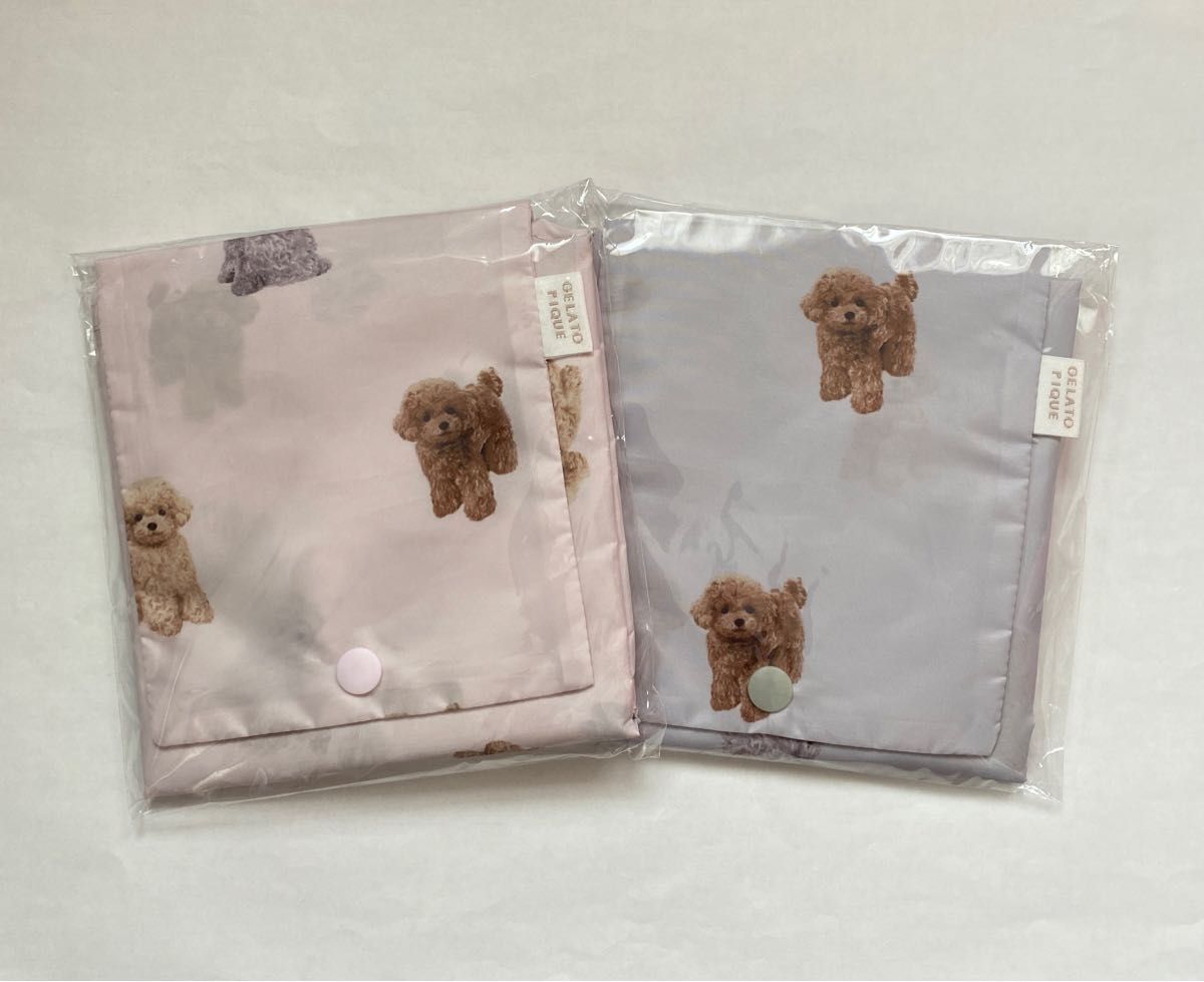 ジェラートピケ トイプードル柄エコバッグ ピンク＆グレー｜Yahoo